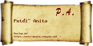 Pető Anita névjegykártya